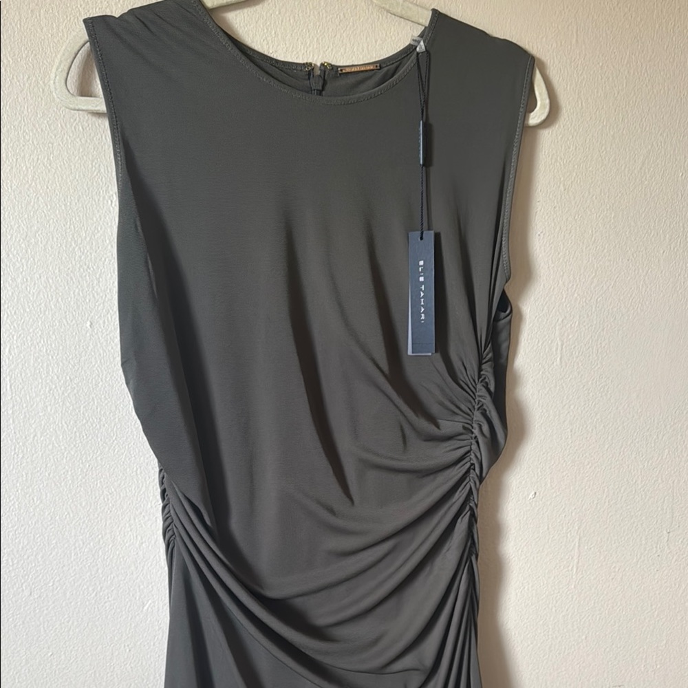 NWT Eli Tahari XL Ruched Midi Dress in Camo Green